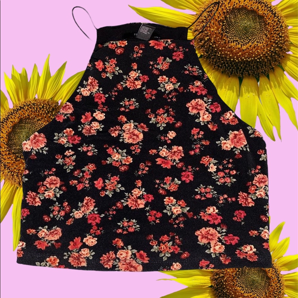 floral cropped spaghetti strap top